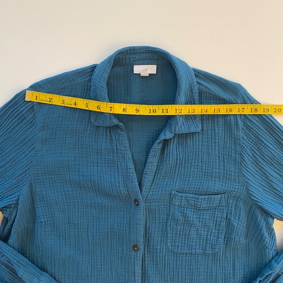 J.Jill Gauze Textured Cotton Light‎weight Button Down Shirt in Teal Blue Sz XL - Picture 12 of 13